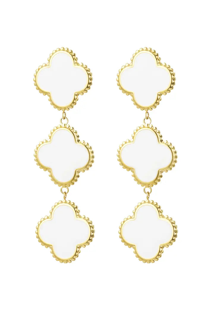 Klaver Oorbellen Winter White